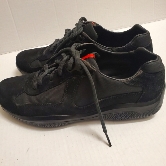 PRADA American Cup Suede Leather Lace Sneakers - Picture 2 of 8